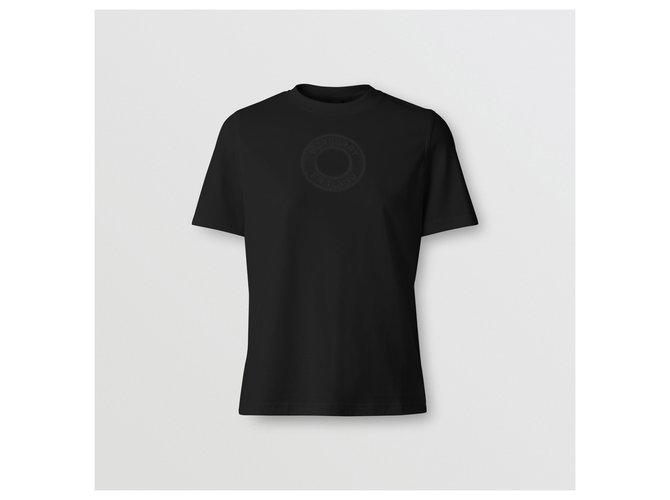 BURBERRY T-shirt in cotone con logo NERO  ref.228601