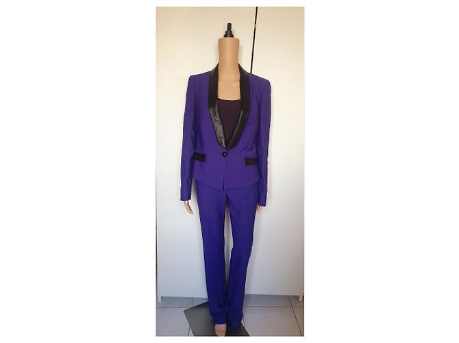 Terninho Just Cavalli roxo de viscose e couro preto