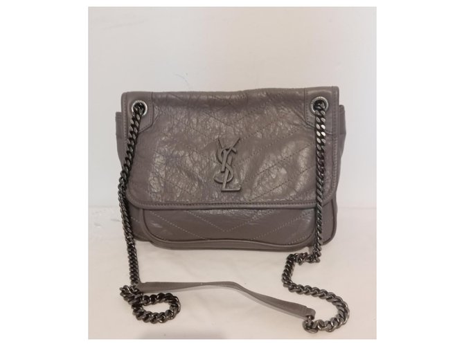 Yves Saint Laurent Handbags Grey Taupe Leather  ref.228846