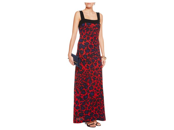 Diane Von Furstenberg DvF Lourosa maxi silk dress Black Red Purple  ref.228859