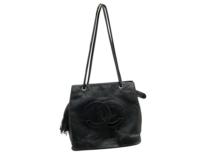 Chanel Totes Black Leather  ref.228891