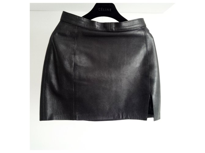 Vintage Skirts Black Leather  ref.228940