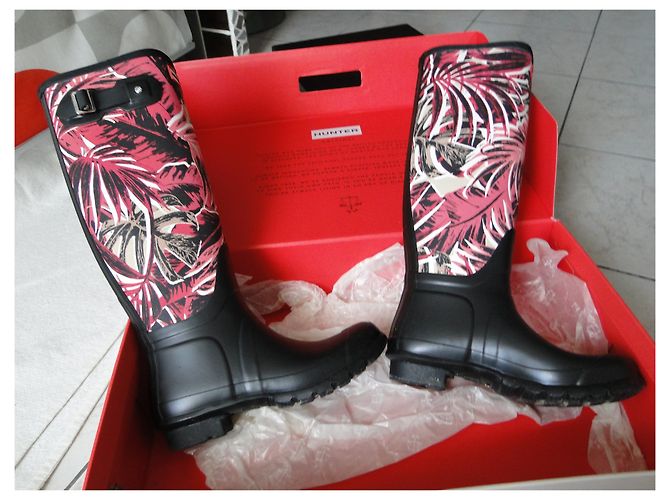 Botas de chuva HUNTER P 39 Neuves Preto Rosa