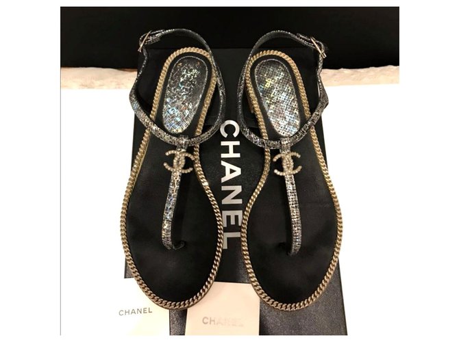 Sandali con catena Chanel Diamanté EU36  ref.228954