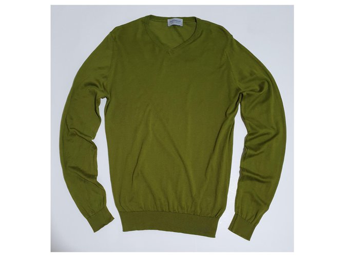 John Smedley Sweaters Green Cotton  ref.228987