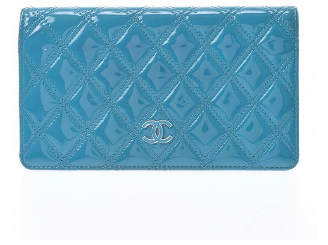 Chanel wallet Blue Leather  ref.229006