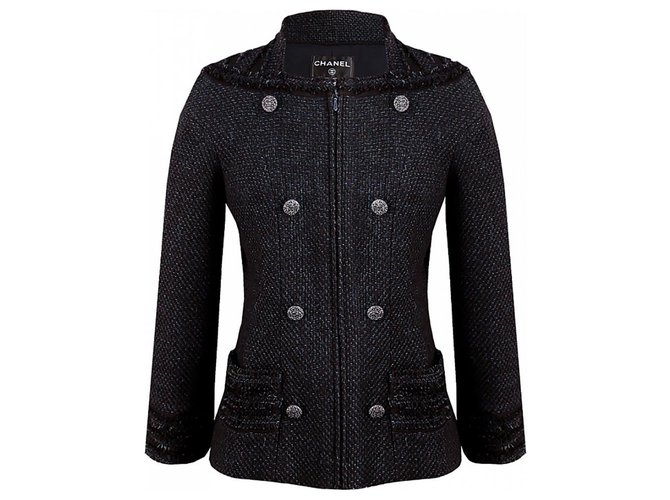 Chanel jaqueta de tweed metálica Multicor  ref.229093