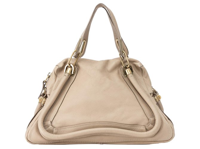 Chloé Chloe Brown Medium Paraty Leather Satchel Beige Pony-style calfskin  ref.229414