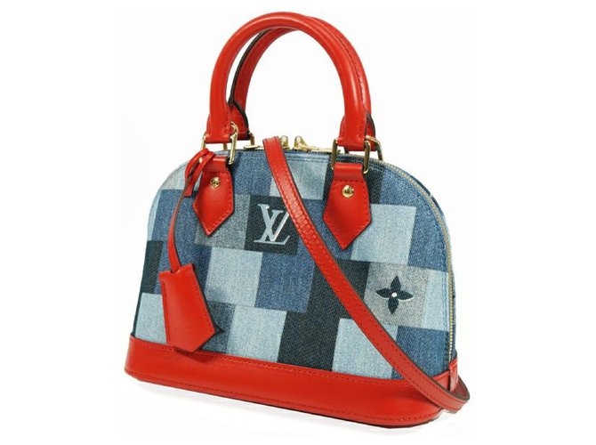 Louis Vuitton almaBB Damenhandtasche M.45042 Blau Rot  ref.229509