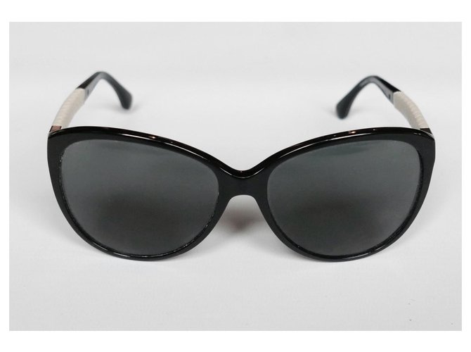 Chanel Quilt Arm Sonnenbrille Schwarz Kunststoff  ref.229529