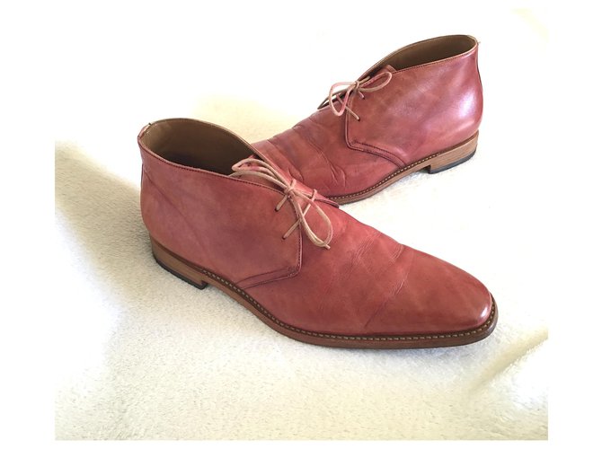 Autre Marque Lace ups Pink Red Leather  ref.229539