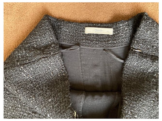 Saia Prada de tweed preto
