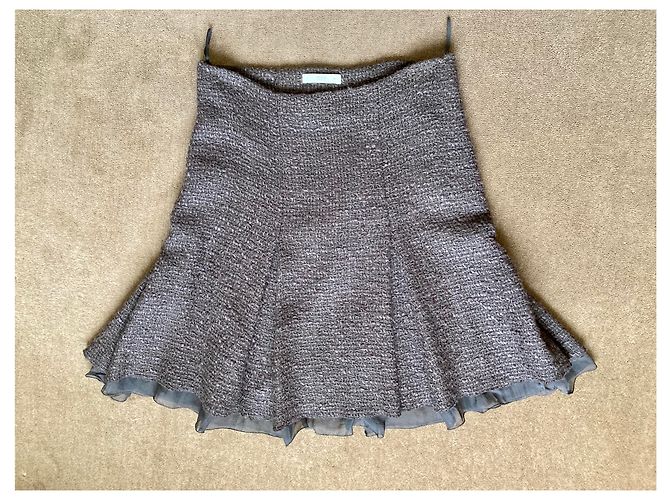 Saia Prada de tweed marrom
