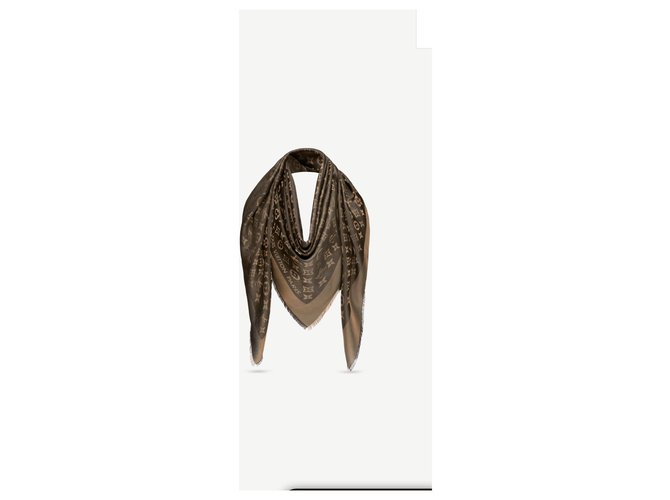 Louis Vuitton Brilho do monograma Marrom Seda  ref.229608