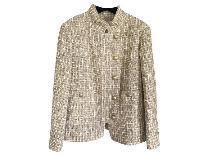Chanel NEW beige tweed jacket  ref.229813