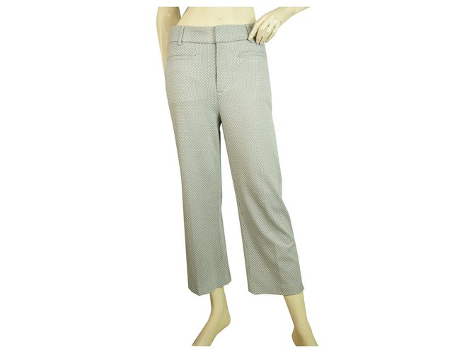 Dondup Blue & White Geometric Pattern Cropped pantaloni pantaloni taglia 40 Viscosa  ref.229834