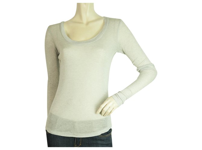 Isabel Marant Etoile Light Gray Cashmere Silk Long Sleeve Top Blouse size S Grey Tencel  ref.229845