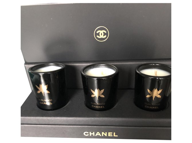 Chanel Caja de velas Negro Vidrio  ref.229892
