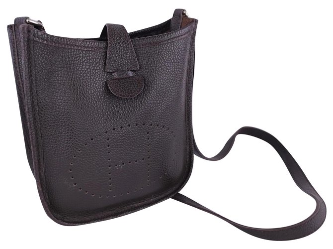 Hermès Mini Evelyne Dark brown Leather  ref.229900