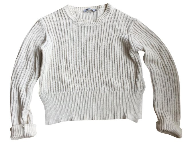 T by Alexander Wang cropped sweater Cream Cotton  ref.229949