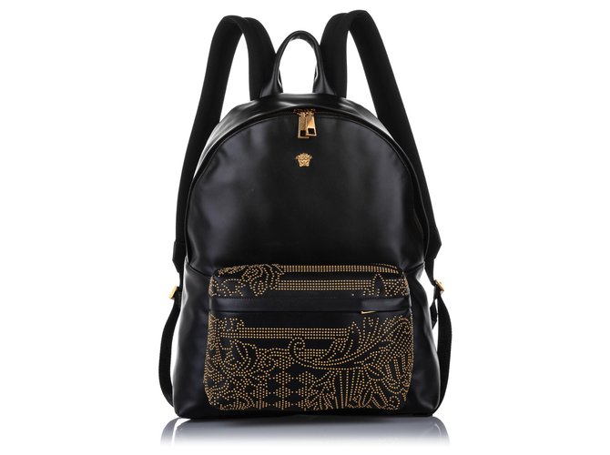Versace Black Leather Backpack Online Deals, UP TO 58% OFF | www 