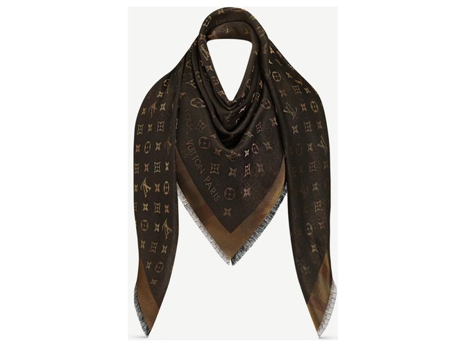Louis Vuitton So shine foulard Soie Marron  ref.230080