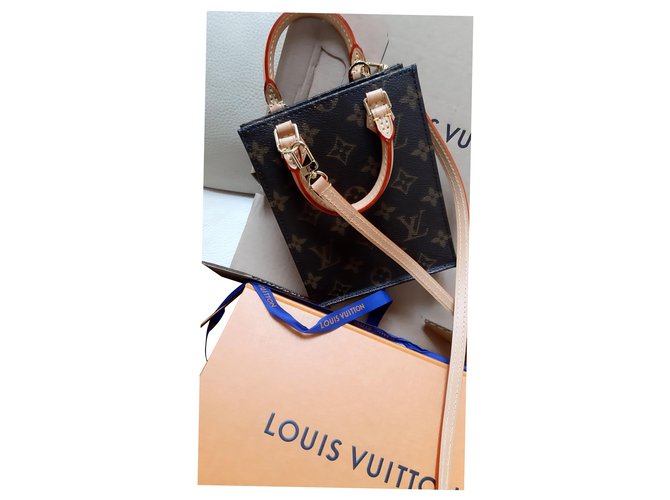 Louis Vuitton kleine flache Tasche Dunkelbraun Leinwand  ref.230107