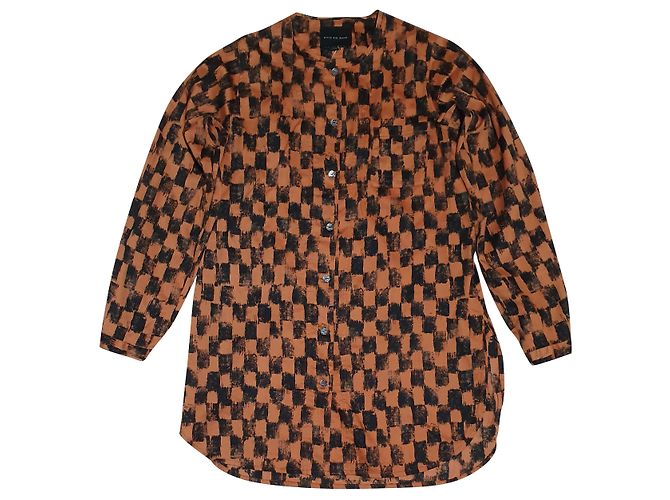 Tunica camicia lunga Bitte Kai Rand nero arancione cotone Multicolore