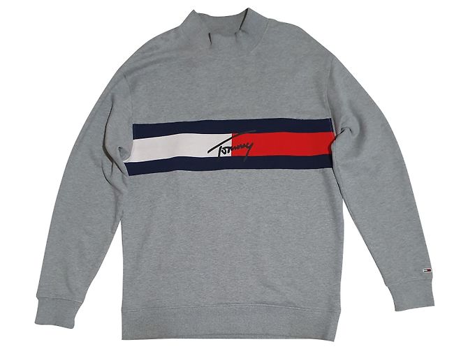 Tommy Hilfiger Tommy Jeans grey logo sweatshirt cotton size L Multiple colors