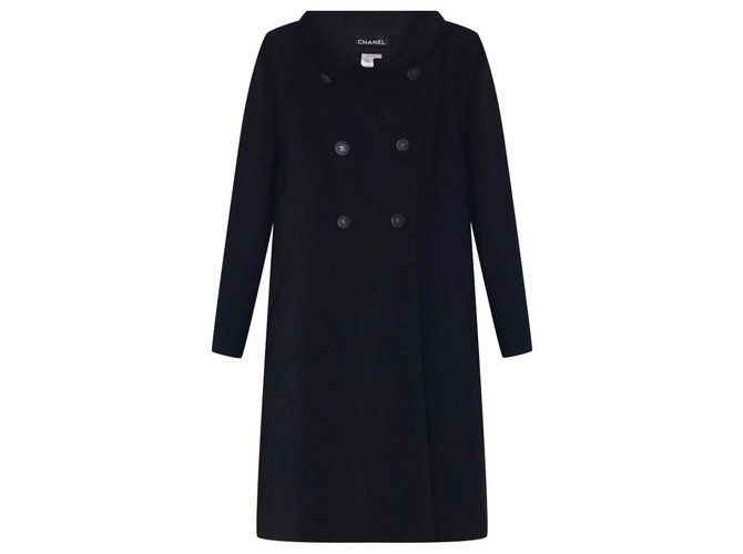 Chanel nuevo abrigo CC Negro Lana  ref.230193