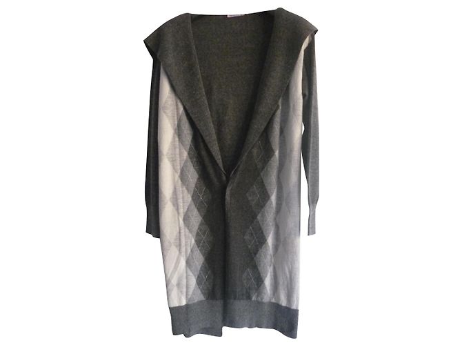 Max & Co cardigã com capuz com mistura de lã e alpaca Branco Cinza antracite