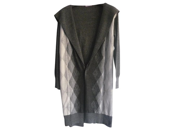 Max & Co wool&alpaca blend hoody cardigan White Dark grey Polyamide  ref.230275
