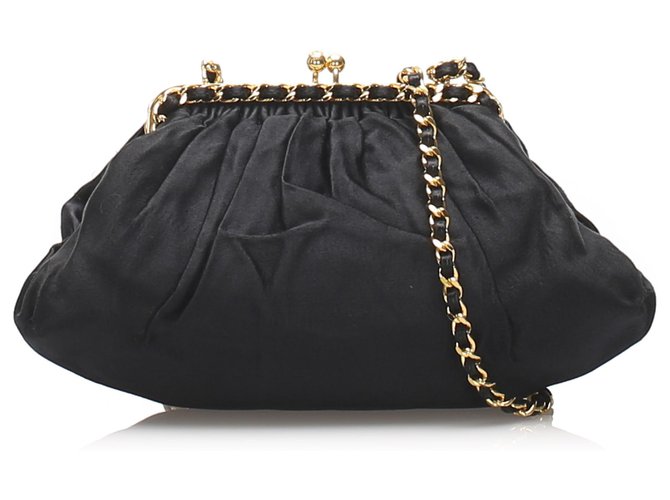 Chanel Black Satin Crossbody Bag Cloth  ref.230297