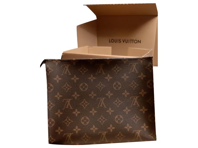 Louis Vuitton TOILET POCKET 26 Dark brown Cloth  ref.230388