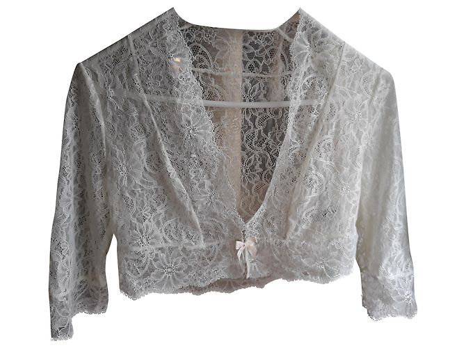 Autre Marque Aubade Spitzenstrickjacke weiß