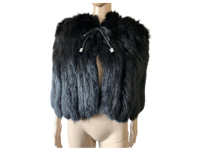 Philipp Plein Coats, Outerwear Black Fur Fox  ref.230882