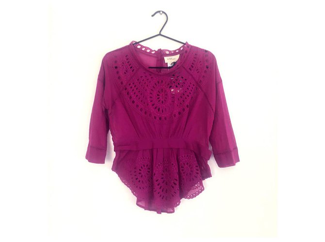 Isabel Marant Etoile Ada embroidered blouse Purple Cotton  ref.230948