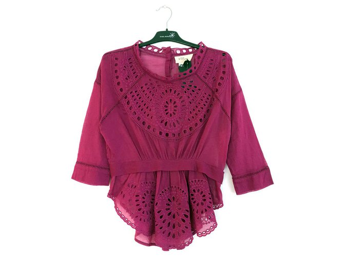 Isabel Marant Etoile Ada embroidered blouse Purple Cotton  ref.230951