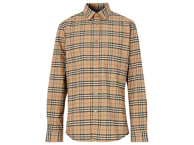 Burberry Small Scale Check Stretch Algodão Camisa Multicor Elastano  ref.230968