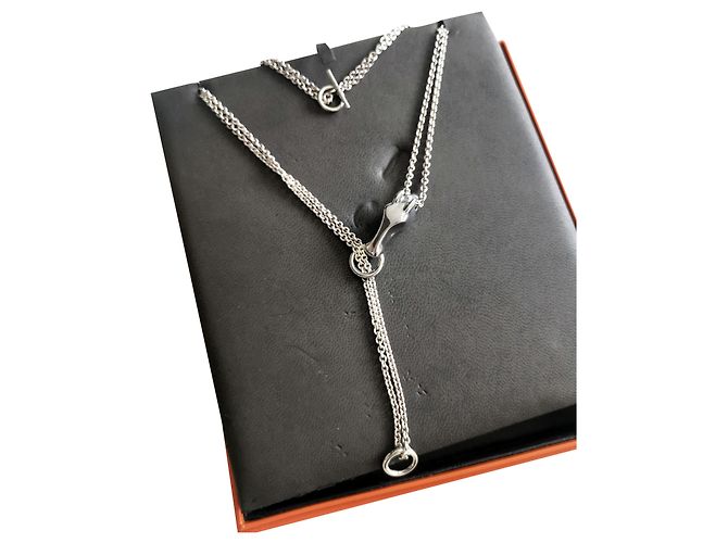 Hermès Hermes Galop Pferd Silber Halskette Silber Hardware Geld