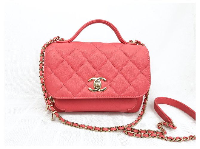Coco Handle Saco de coral rosa Chanel Business Affinity Couro  ref.231229