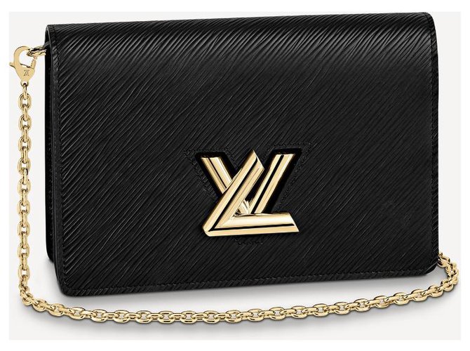 Louis Vuitton Cartera LV Twist con cinturón y cadena Negro Cuero  ref.231245