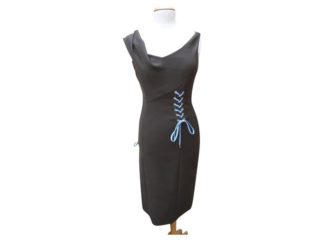 Dior Dresses Brown Light blue Wool Elastane Polyamide  ref.231268