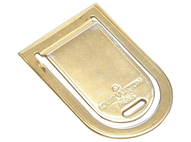 Louis Vuitton Gold Porto Address Money clip Golden Metal ref