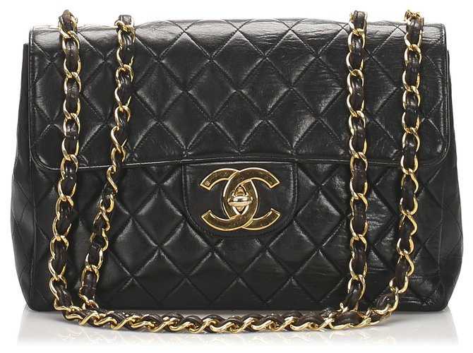 Chanel Vintage Classic Double Flap Quilted Lambskin Gold-tone