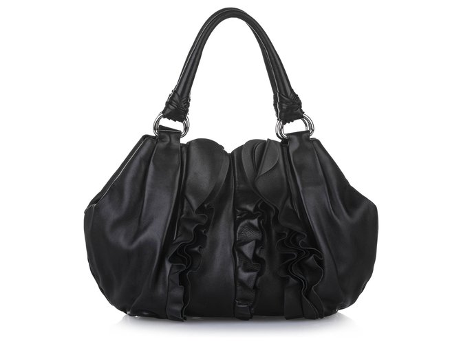 HOBO offers Leather Black Ruffle Wristlet Clutch