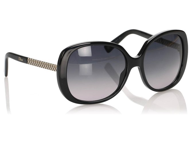 Dior Black Round Tinted Sonnenbrille Schwarz Kunststoff  ref.231454