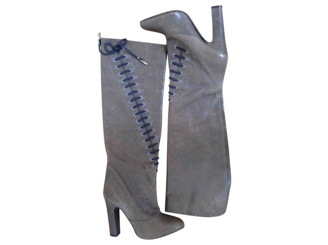 Nina Ricci Boots Khaki Leather  ref.231503