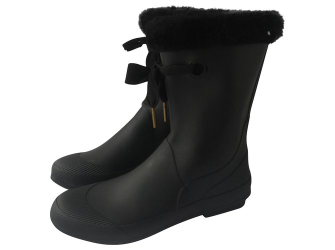 Burberry Water boots Black Rubber  ref.231512