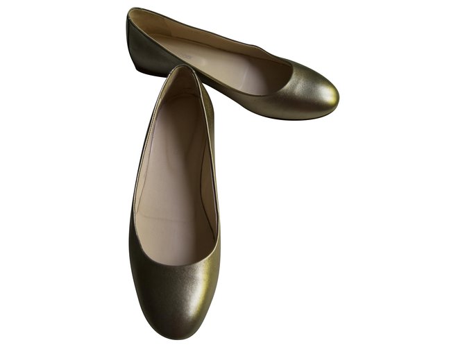 Sergio Rossi ballerinas Golden Leather  ref.231563